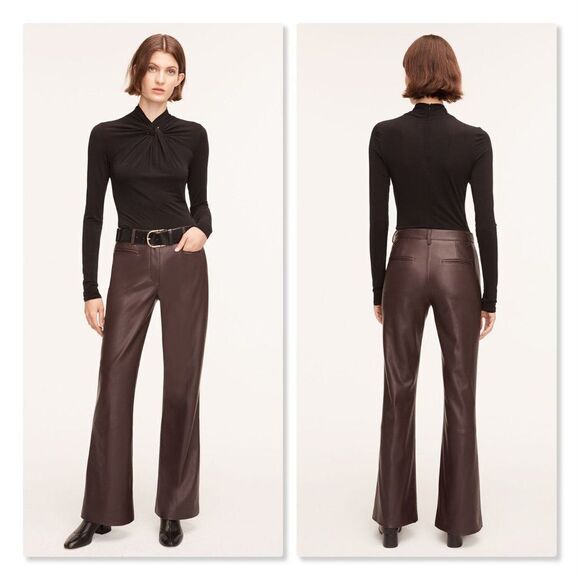 NEW! Rebecca Taylor Vegan Leather Trousers - size 16 in Deep Port. - Picture 1 of 14